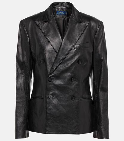 Double-breasted leather jacket | Polo Ralph Lauren