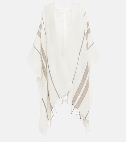 Linen-blend striped lamé cape | Brunello Cucinelli