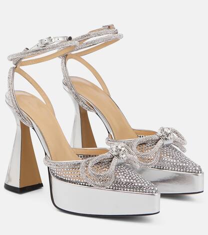 Double Bow embellished PVC platform pumps | Mach & Mach