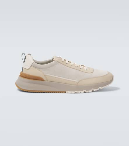 Leather-trimmed suede sneakers - Brunello Cucinelli - Modalova