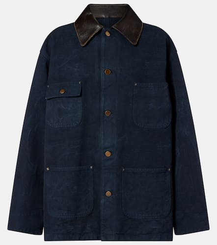 Giacca oversize in cotone con pelle - Prada - Modalova