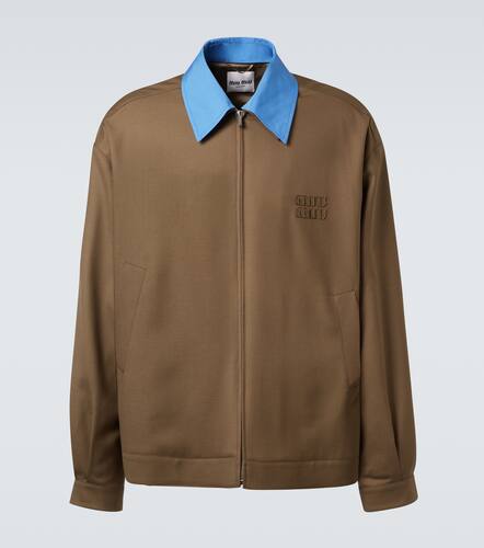 Logo virgin wool gabardine jacket - Miu Miu - Modalova