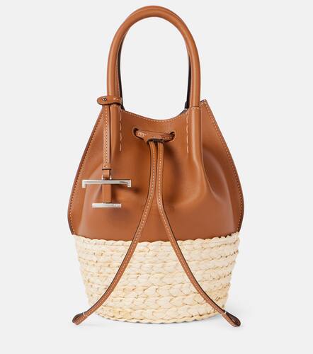 Bux raffia-trimmed leather bucket bag - Tod's - Modalova