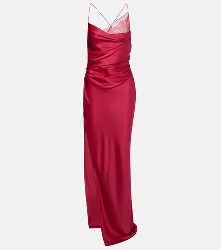 Draped lace-trimmed silk satin gown - The Sei - Modalova