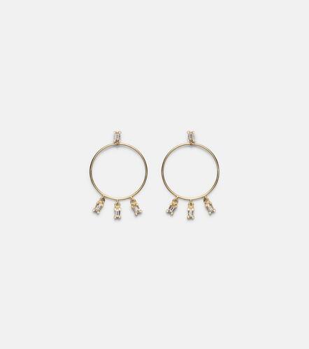 Kt yellow hoop earrings with diamonds - Ileana Makri - Modalova