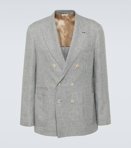 Houndstooth linen blazer - Brunello Cucinelli - Modalova
