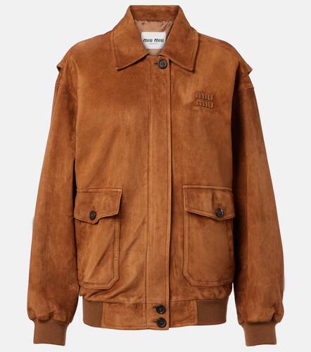 Miu Miu Logo suede blouson - Miu Miu - Modalova