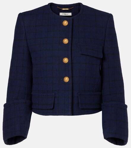 Chlo Checked cropped wool-blend jacket - Chloe - Modalova