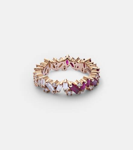 Kt gold ring with rubies and white diamonds - Suzanne Kalan - Modalova