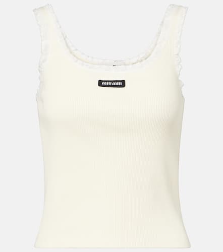 Tank top de algodón con encaje - Miu Miu - Modalova