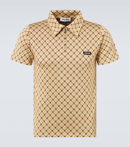 Checked silk piquÃ© polo shirt - Miu Miu - Modalova