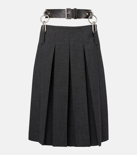 Falda midi de lana virgen con cinturón - Prada - Modalova