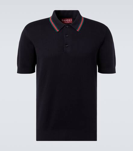 Web Stripe silk and cotton polo shirt - Gucci - Modalova
