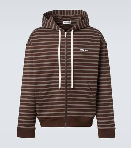 Miu Miu Striped cotton hoodie - Miu Miu - Modalova