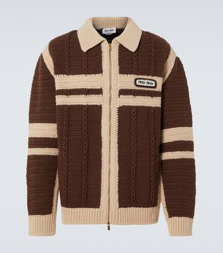 Cable-knit cashmere zip-up sweater - Miu Miu - Modalova