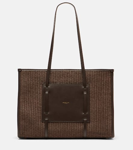 Capri leather-trimmed raffia tote bag - DeMellier - Modalova