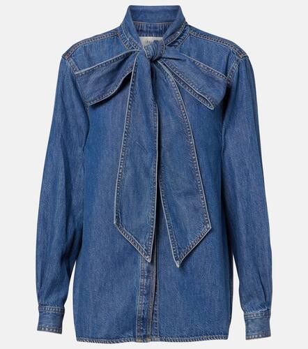 Secretary tie-neck denim blouse - Frame - Modalova