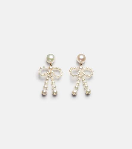 Bow 14kt drop earrings with freshwater pearls - Sophie Bille Brahe - Modalova