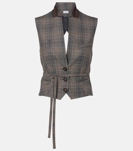 Gilet en laine vierge  carreaux - Brunello Cucinelli - Modalova