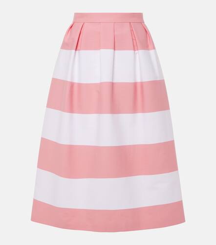 Striped pleated cotton-blend midi skirt - Carolina Herrera - Modalova