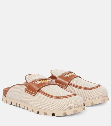 Leather-trimmed canvas mules - Miu Miu - Modalova