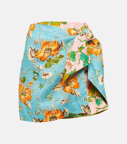 Mana floral patchwork linen wrap skirt - Alemais - Modalova