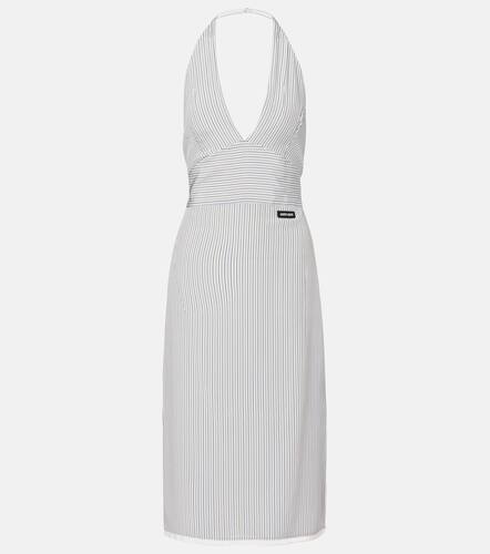 Robe midi raye en crpe de soie - Miu Miu - Modalova