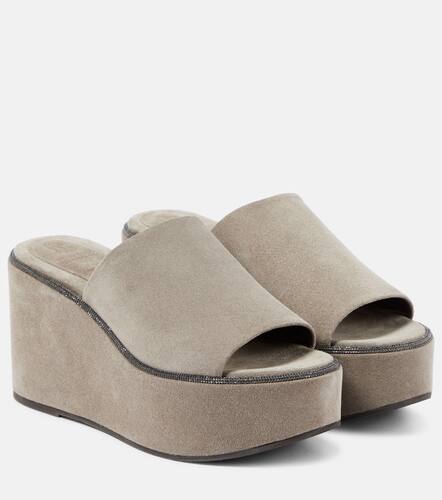 Suede platform slides - Brunello Cucinelli - Modalova
