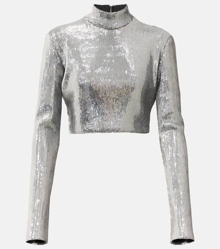 Sequined mockneck crop top - David Koma - Modalova