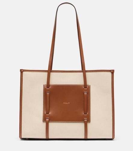 Capri leather-trimmed canvas tote bag - DeMellier - Modalova