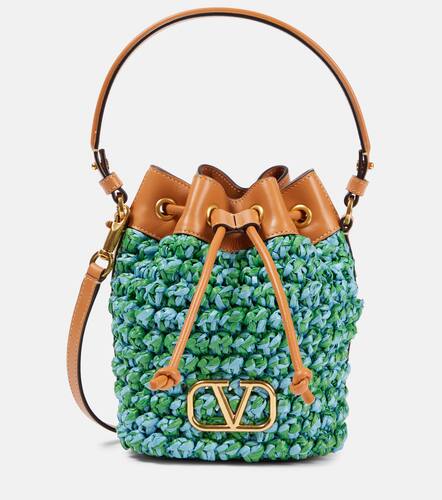 VLogo Mini raffia-effect bucket bag - Valentino Garavani - Modalova
