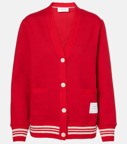 Bar boucle-trimmed cotton cardigan - Thom Browne - Modalova
