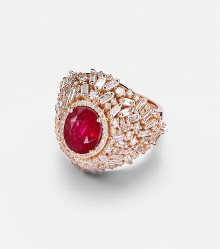 Dome 18kt rose ring with ruby and diamonds - Suzanne Kalan - Modalova