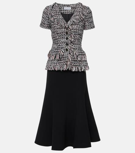 Fringed boucle and crepe midi dress - Self-Portrait - Modalova