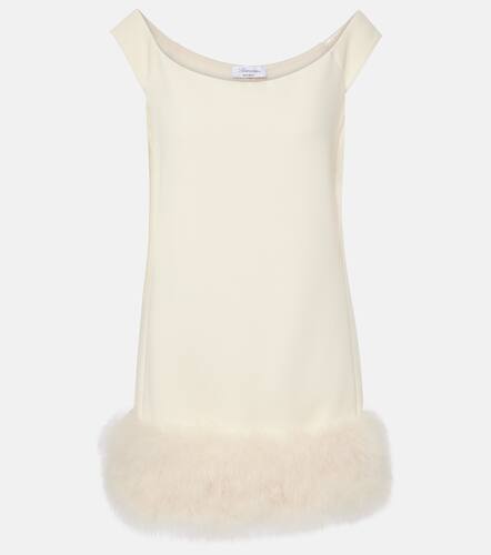 Feather-trimmed crÃªpe minidress - Blumarine - Modalova