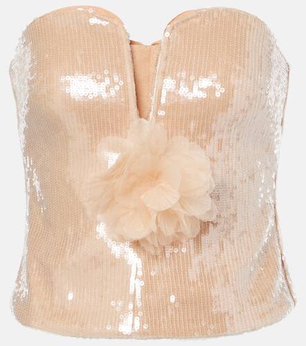 Floral-applique sequined bustier top - Self-Portrait - Modalova