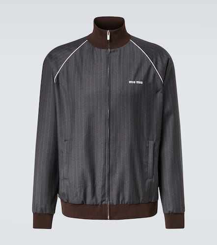 Logo pinstripe virgin wool track jacket - Miu Miu - Modalova