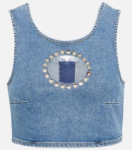 Embellished denim crop top - 7 For All Mankind - Modalova