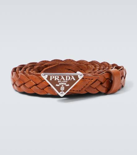 Cinturón de piel trenzada con logo - Prada - Modalova
