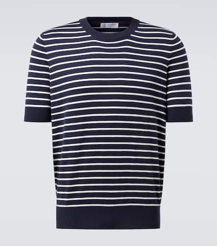 Striped cotton jersey T-shirt - Brunello Cucinelli - Modalova