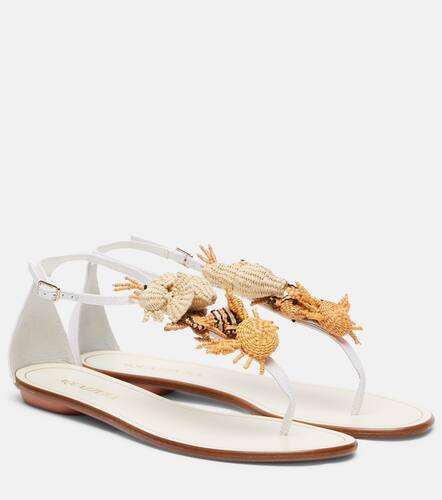 Marea raffia and leather thong sandals - Aquazzura - Modalova