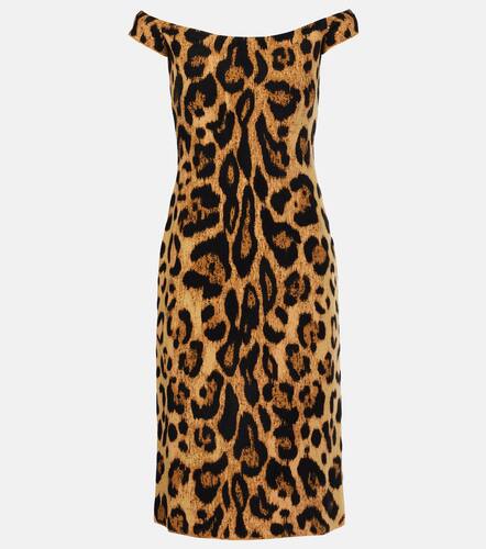 Leopard-print off-shoulder midi dress - Oscar de la Renta - Modalova