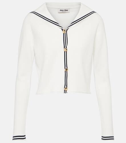Cardigan in misto cotone a righe - Miu Miu - Modalova