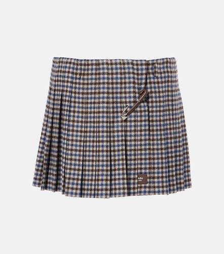 Minigonna in twill di lana a quadri - Prada - Modalova