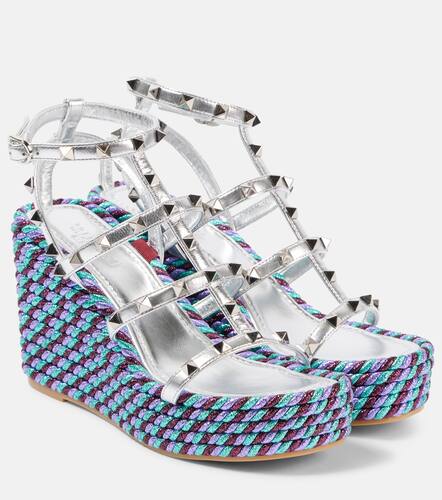 Rockstud leather espadrille wedges - Valentino Garavani - Modalova