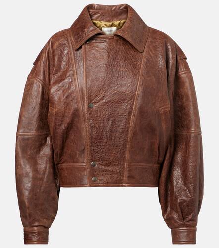 Double-breasted leather bomber jacket - Saint Laurent - Modalova
