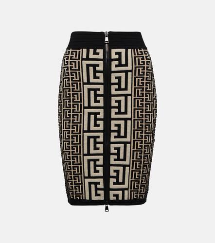 Monogram wool-blend miniskirt - Balmain - Modalova