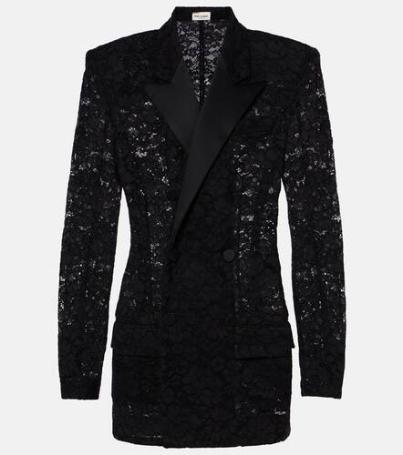 Satin-trimmed guipure lace tuxedo jacket - Saint Laurent - Modalova