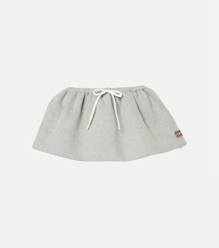 Logo cotton fleece miniskirt - Miu Miu - Modalova