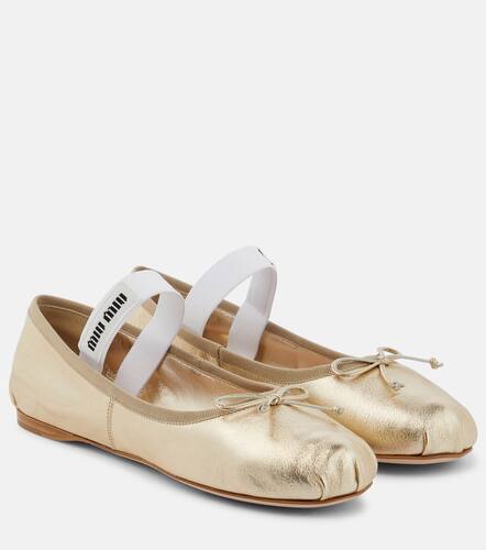 Miu Miu Logo leather ballet flats - Miu Miu - Modalova
